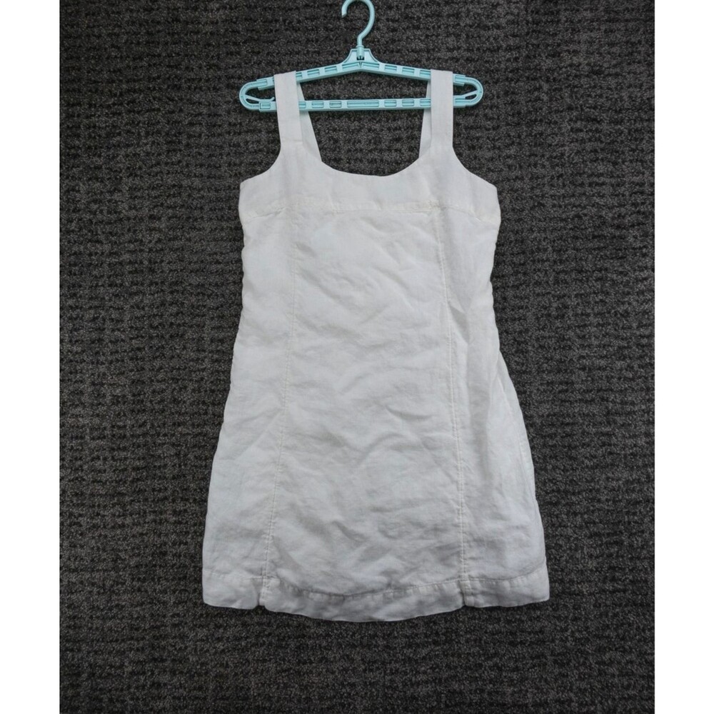 J Jill Dress Womens 12P White Sleeveless Shift 100% Linen Lined Beach Summer